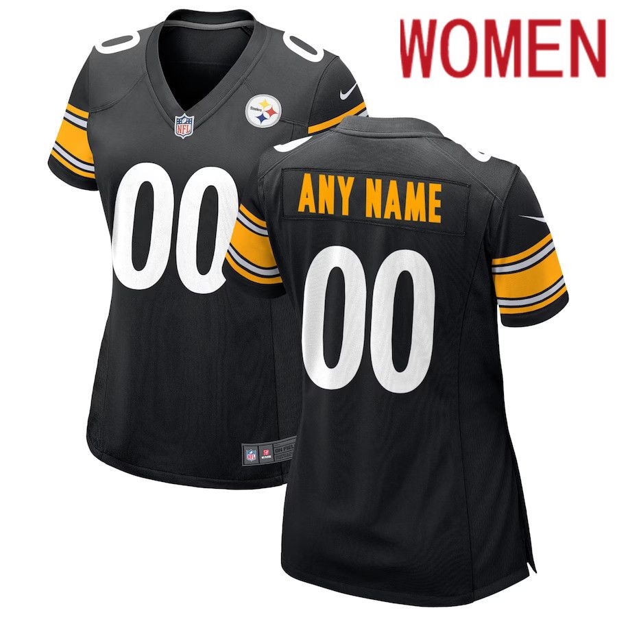 Women Pittsburgh Steelers Nike Black Custom Game NFL Jersey->women nfl jersey->Women Jersey